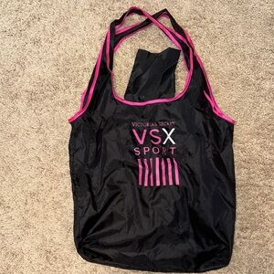 Victoria's Secret Black Tote with Pink Highlights. Beach bag foldable.